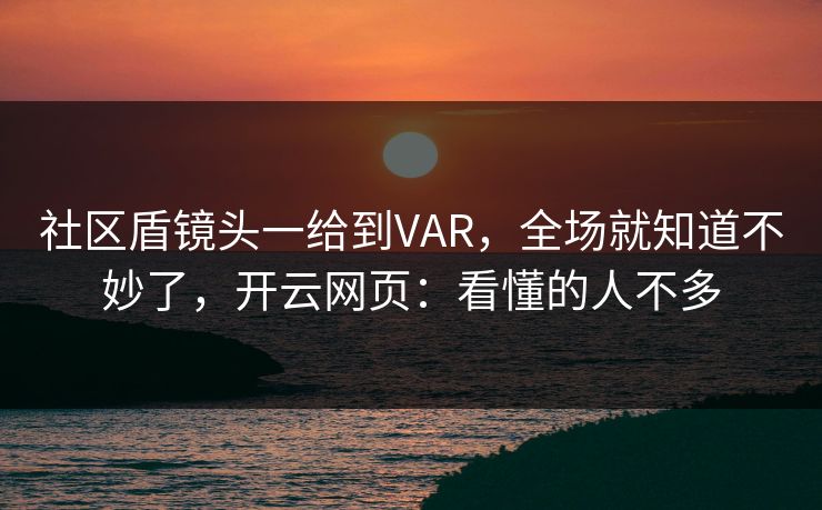 社区盾镜头一给到VAR，全场就知道不妙了，开云网页：看懂的人不多